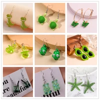 green color animal drop earrings for women frog drinks butterfly gummy bear metal brincos wedding party jewelry summer gifts