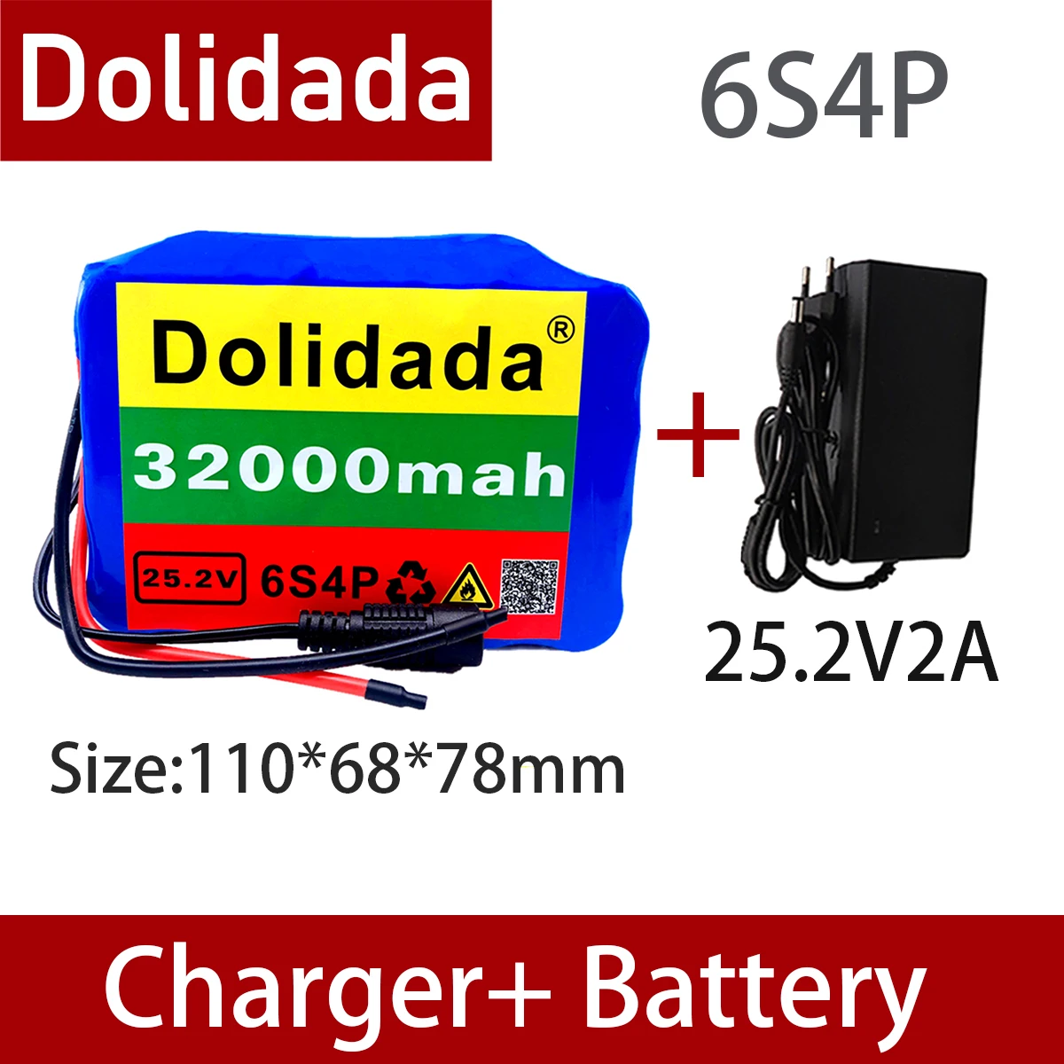 

6s4p 24V 32Ah 18650 Battery Lithium Battery 25.2v 32000mAh Electric Bicycle Moped /Electric/Li ion Battery Pack with charger
