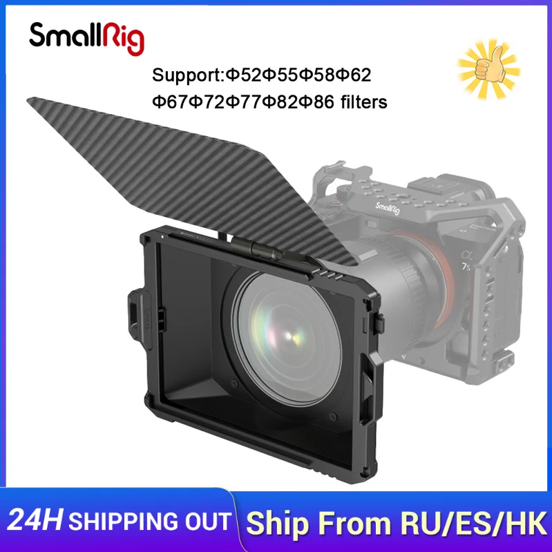 

Матовый Мини-бокс SmallRig Lite Для беззеркальных цифровых зеркальных камер, совместимый с объективами 52 мм/55 мм/58 мм/62 мм/67 мм/72 мм/77 мм/82 мм/86 мм 3575