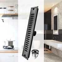 mid outlet shower drain black stainless steel bathroom floor drainage linear waste drains kitchen accessory 20306080100cm