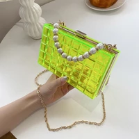 fashion acrylic mini bag chain cross body box bags transparent shoulder purse women clutch evening handbags messenger bag