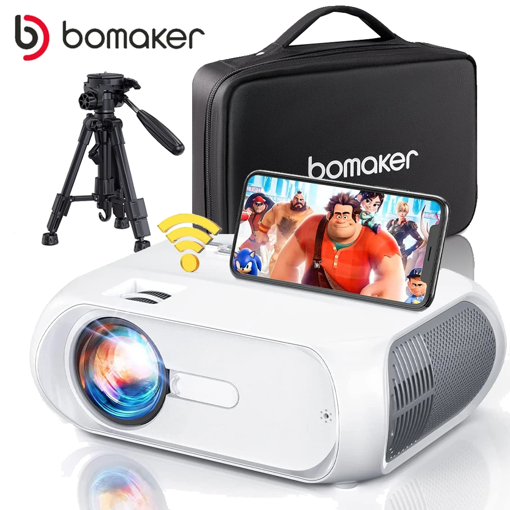 

Светодиодный проектор BOMAKER, Android, Wi-Fi, Full HD, поддержка 1080P, 300 дюйма, большой экран, проектор для домашнего кинотеатра, видеопроектор с кронштей...