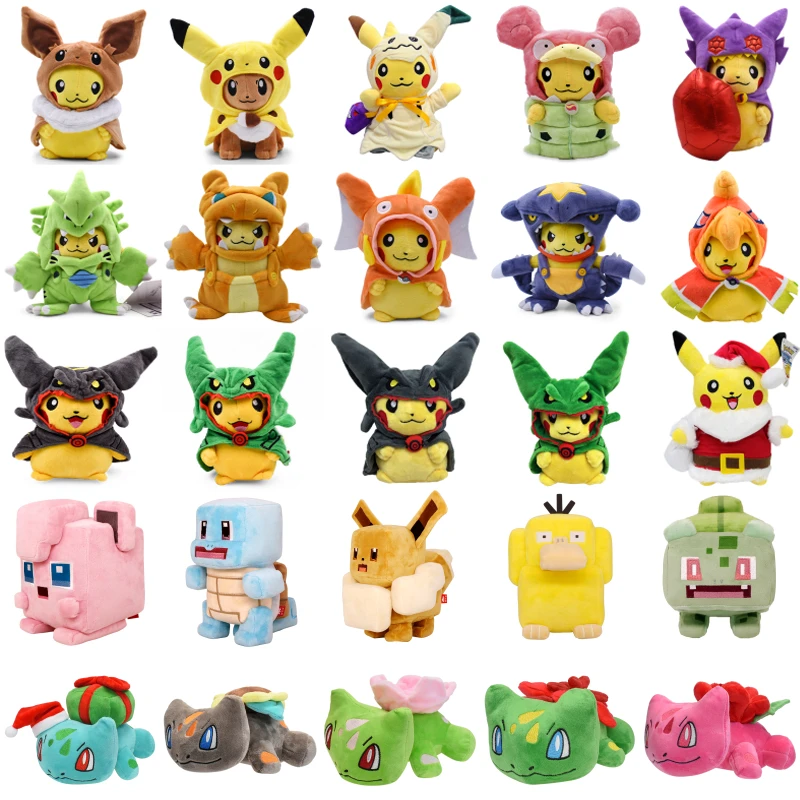 

Kawaii Pokemon Pikachu Cos Mimikyu Eevee Bulbasaur Squirtle Soft Plush Toy Cute Jigglypuff Psyduck Stuffed Peluche Dolls