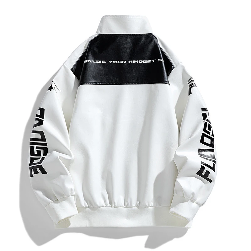 Куртка мужская из искусственной кожи модная уличная одежда мотоциклетные пальто