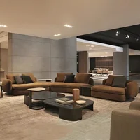 Light Luxury Fabric Stainless Steel Tripod Multi Seat Sofa Set Living Room Furniture High Quality Modern Sofa Width Style
