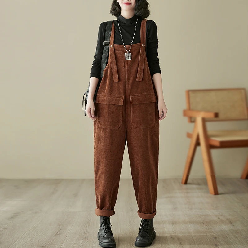 Комбинезон женский вельветовый повседневный Ромпер в уличном стиле брюки-карго