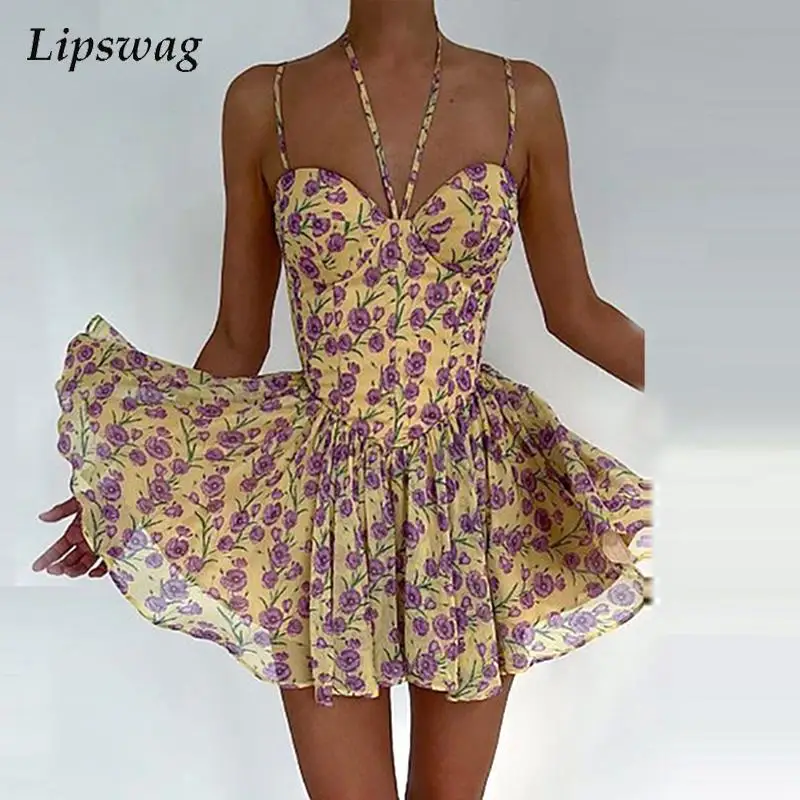 

Women Fashion Floral Print Party Jumpsuit Autumn Elegant Backless Slim Romper Ladies Sexy Tie Halter Shorts Playsuit Bodysuits