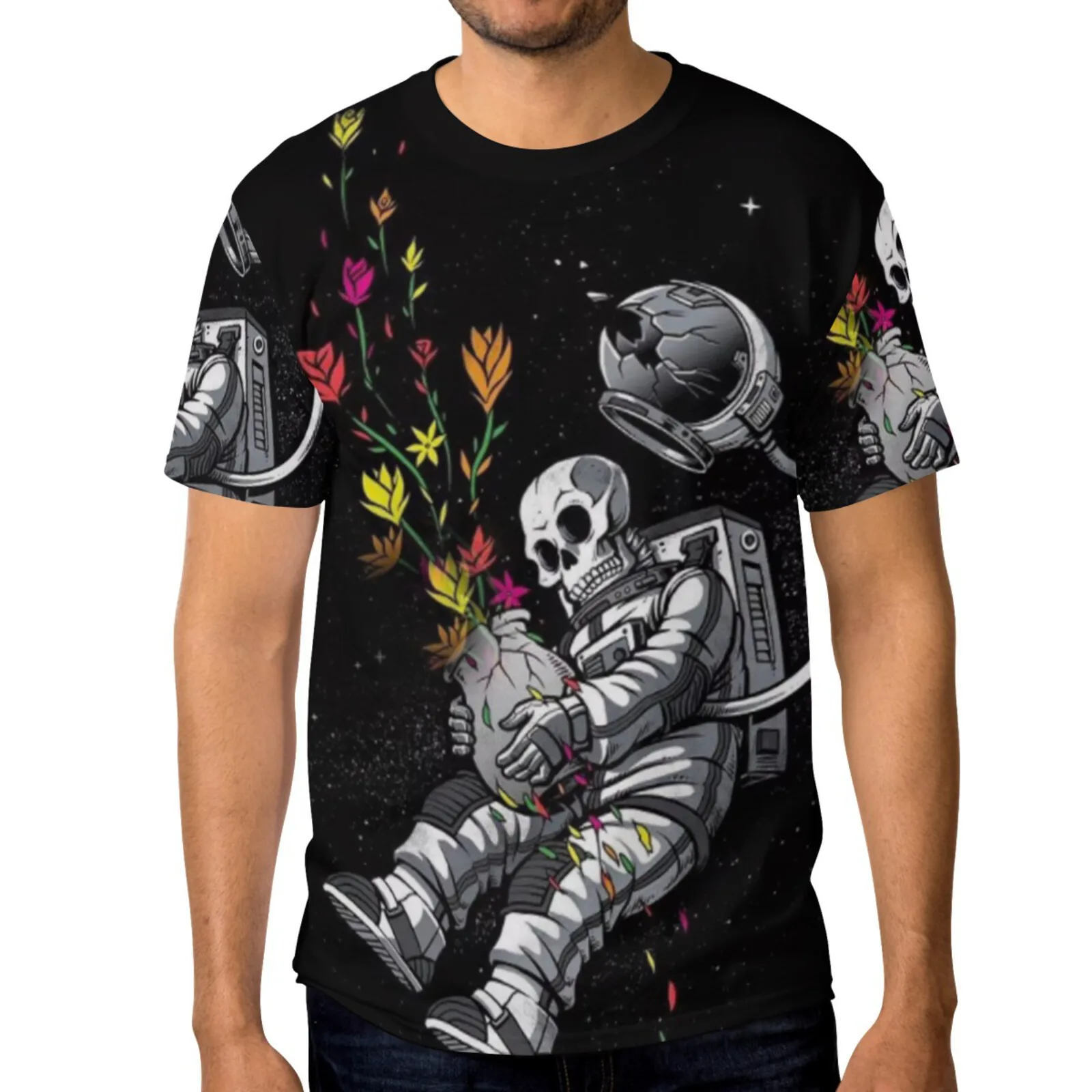 

Spaceman 3d Printing T-Shirt Polyester Summer Astronaut Print Men's Tshirt Hip Hop Punk Short Sleeve Tshirt Street Man's Clothes