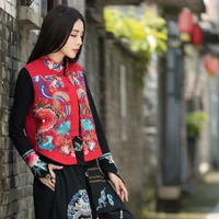 2022 traditional chinese vest women vintage cotton linen vest flower embroidery cardigan outfit women vest oriental tang suit