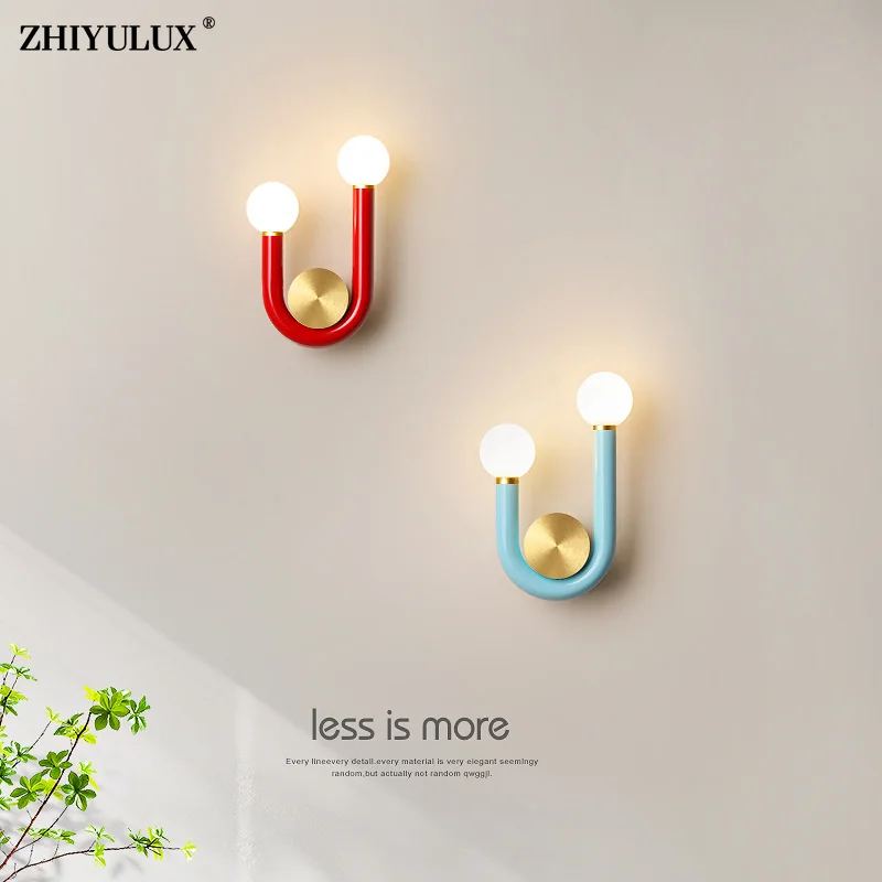 

Simple Colorful New Modern LED Wall Lights Living Study Room Children Bedroom Bedside Aisle Flats Hallway Lamps Indoor Lighting