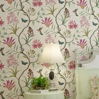 Self Adhesive Floral Bird Wallpaper Modern Pink Flower Wallpaper Living Room Bedroom Kitchen Bathroom Wall Paper Home Decoration