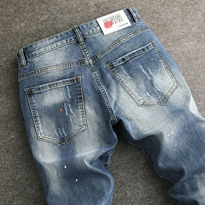 Новый модельер в итальянском стиле мужские эластичные облегающие джинсы с