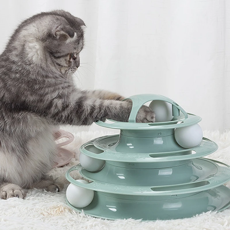 

3/4 Levels Cat Toy Tower Tracks Interactive Cat Toy Training Amusement Plate Kitten Tower Tracks Disc Cat Tunnel Cat Products