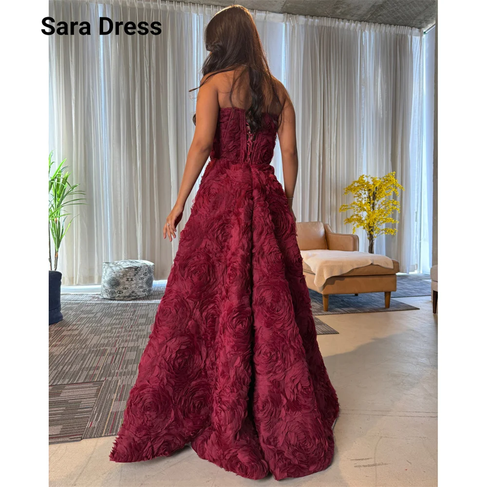 Фото Вечернее платье Sara Custom красного цвета, фасон А-силуэт, без рукавов, в пол, для женщин, для свадеб, коктейльных вечеринок, роскошных мероприятий, элегантное платье №3