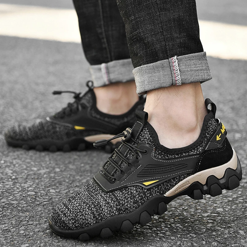 High Quality Men Hiking Shoes Breathable Soft Sneakers Male Sport Shoes Outdoor Rubber Camping Moutain Trekking Travel Mens Shoe