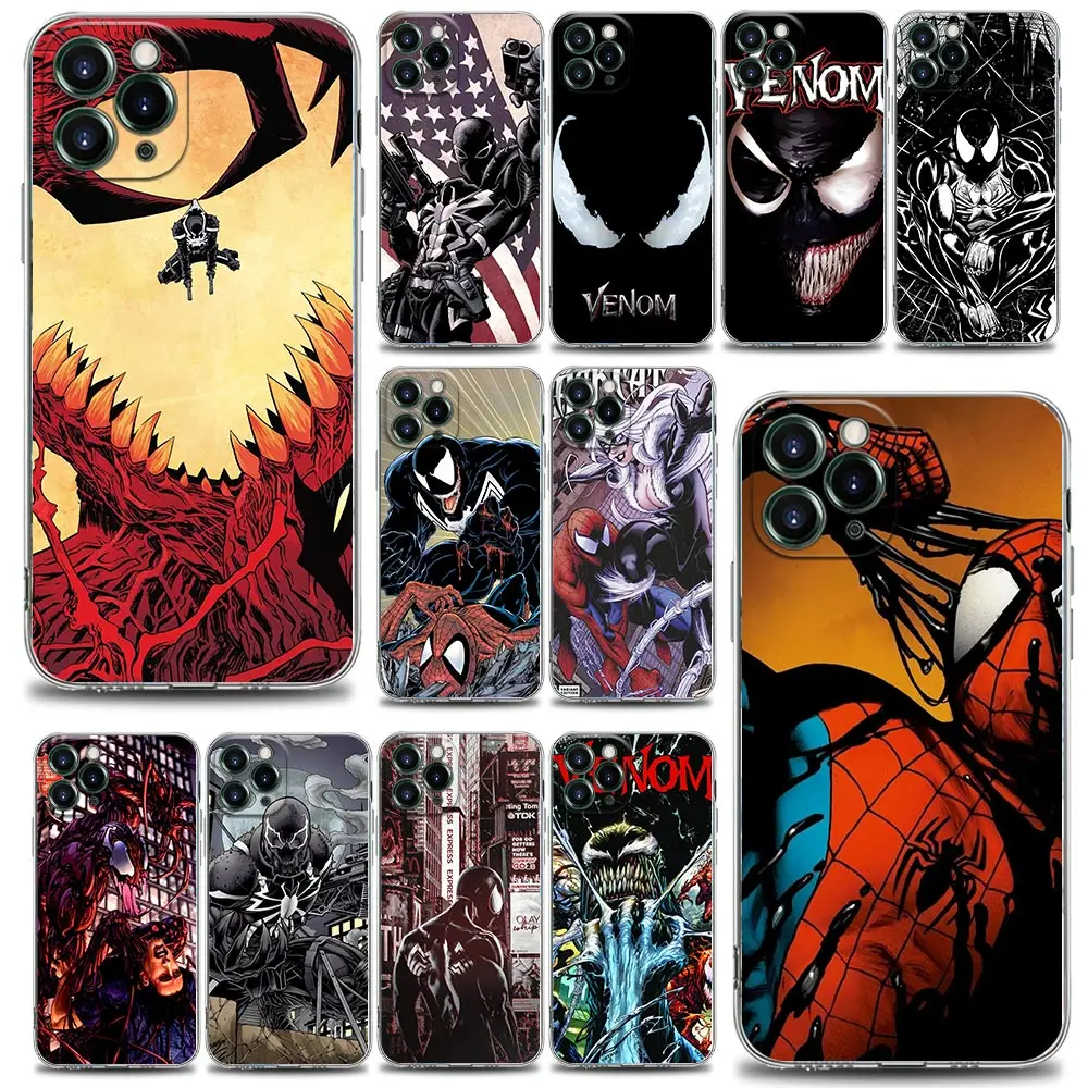 

Marvel Avengers Venom Clear Fundas Coques Phone Case for Apple iPhone 14 11 12 13 7 8 SE XR XS Pro Max Plus PM Case Capa Para