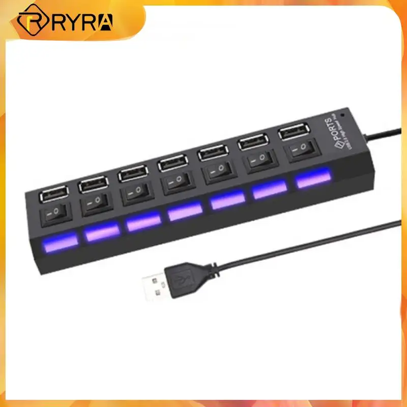 

RYRA 7 Ports Docking Stations USB 2.0 Hub High Speed Multi Splitter Adapter Multiple Expander With Switch For PC Laptop Notebook
