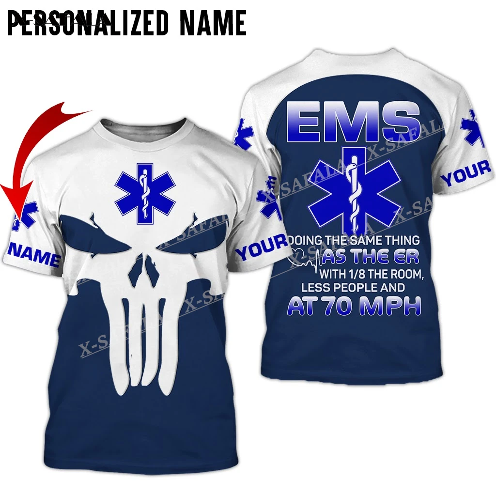 

EMS Nurse Medical Tattoo 3D Printed Slim T-Shirt Tops Tees Men Short Sleeve Casual Milk Fiber Round Neck Breathable Cold Feeling