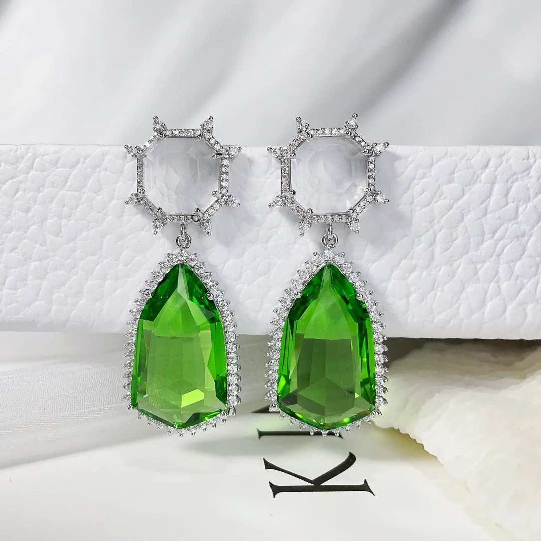 

Серьги-подвески женские блестящие из серебра 925 пробы с фианитами