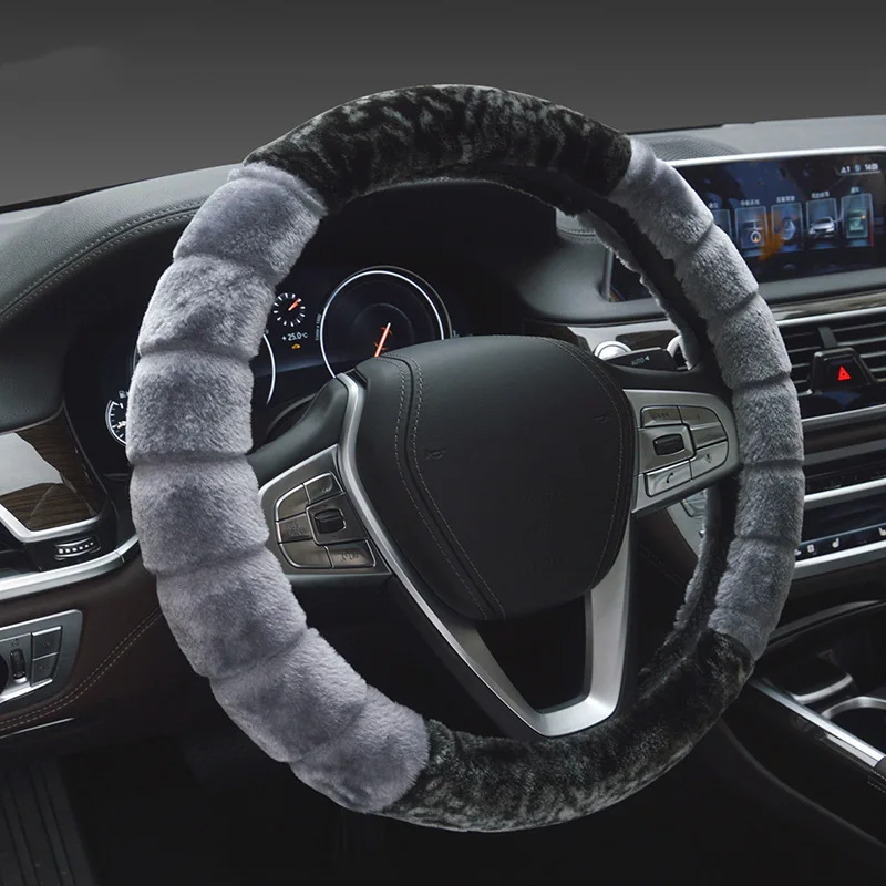 Winter Super Soft Plush Car Steering Wheel Cover Universal,Warm Faux Fur Auto Handlebar on the Steering-Wheel 37/38cm