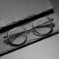 high myopia pure titanium large glasses frame men retro oval black glasses wome luxury brand eyeglasses japanese handmade
