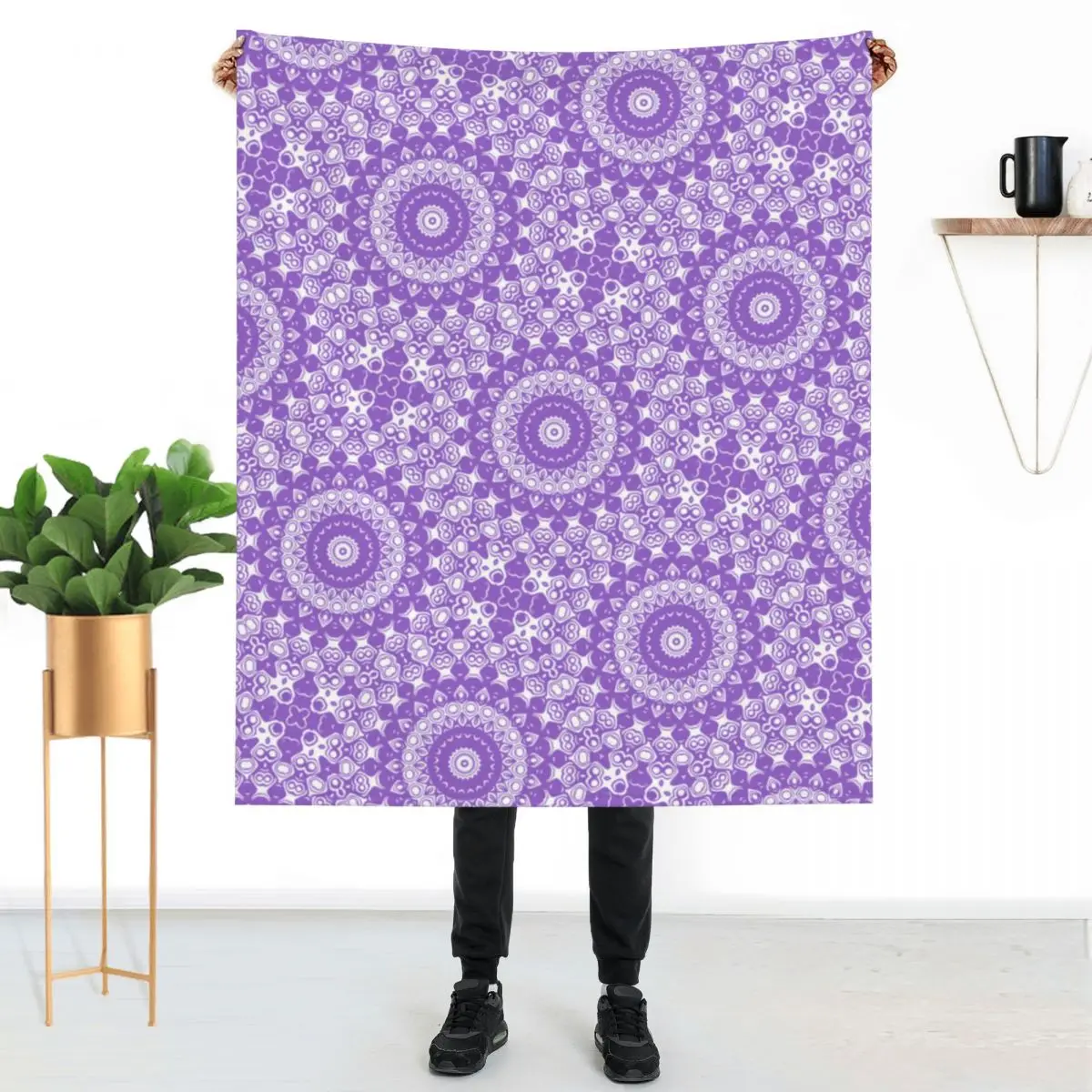 

Amethyst Lavender Mandala Blanket Purple And White Print Teal Floral Big Thick Cute Throw Blanket Knee Winter Warm Blankets