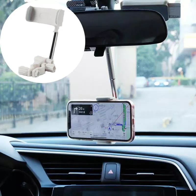 

Car Rearview Mirror 360 Degrees Mount Phone Holder For iPhone 12 GPS Seat Smartphone Car Phone Holder Stand Adjustable Support