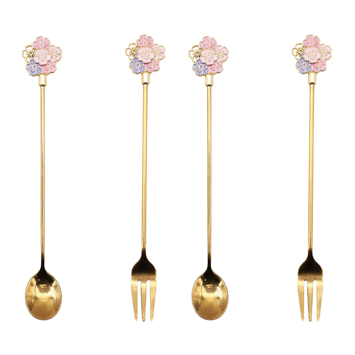 

4 pcs Coffee Dessert Dessert Spoons and Fork Stainless Steel Whisking Dessert Spoons and Fork