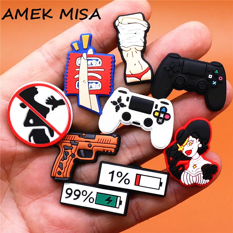 

Free Shipping Female Vampire Daily Life PVC Croc Charms Accessories Caring for Women Shoe Jibz Buckle Decorations Girls Gifts