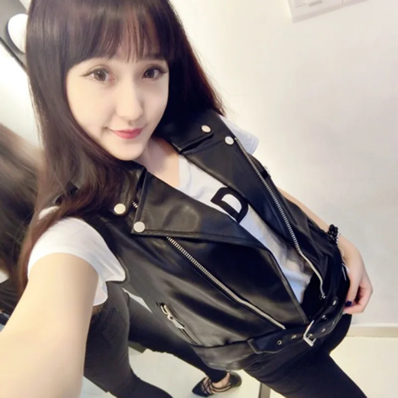 Women's suit collar short waistcoat leather 2023 spring and autumn new women's vest
