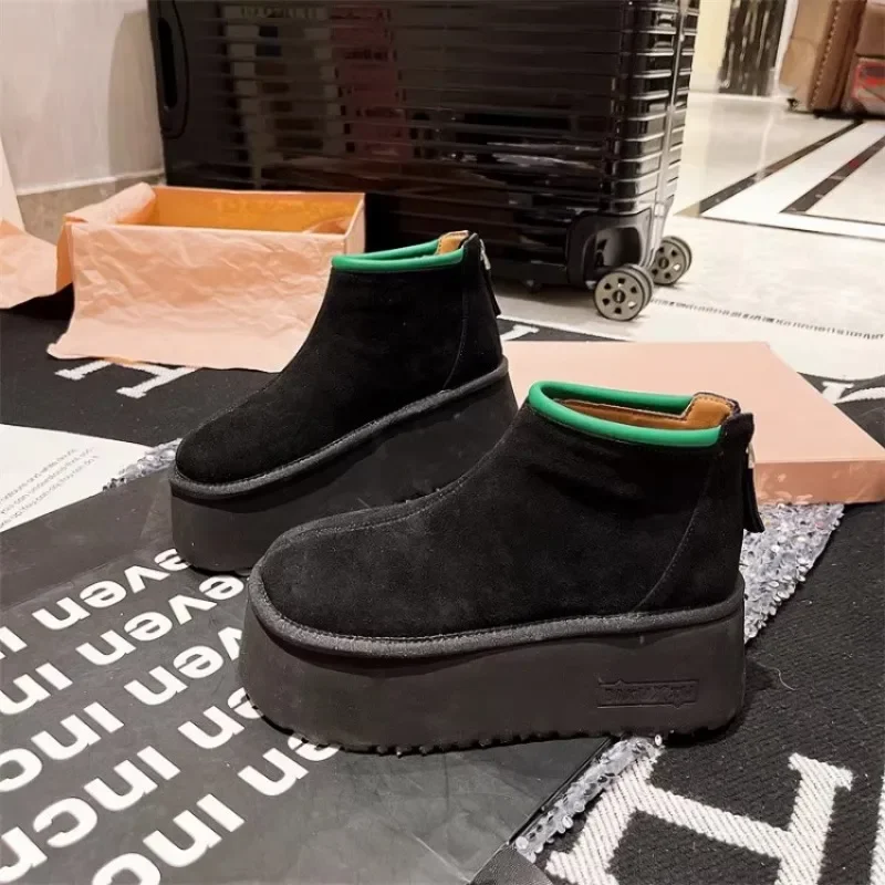 Ботильоны женские дизайнерские на молнии с леопардовой платформой