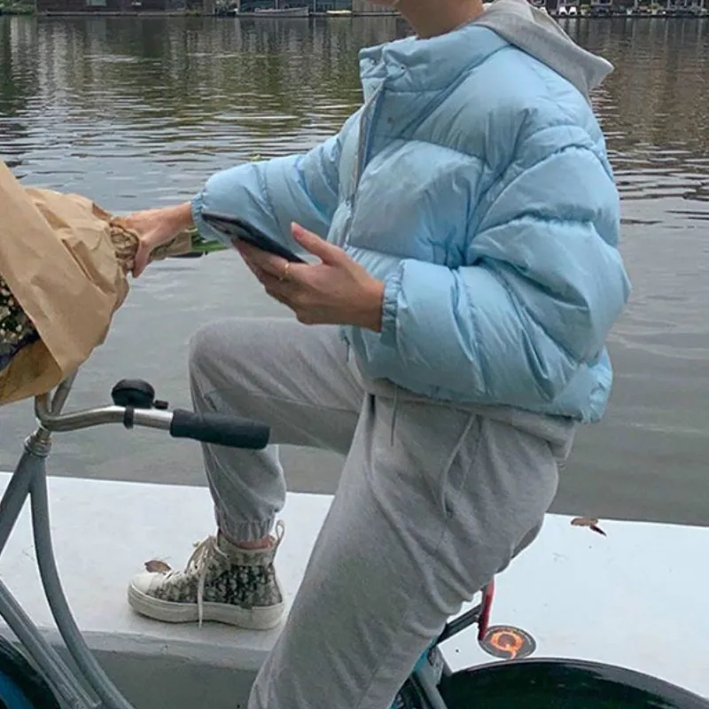 Blue Parkas Fall Winter Fashion Warm Cotton Coat Puffer Jacket and Coats Women Christmas Bubble Cropped Outerwear Warm Clothing