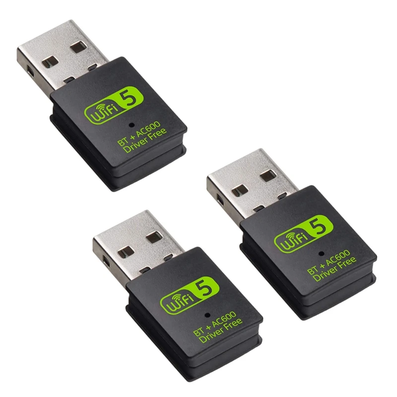 

3x USB WiFi Bluetooth адаптер, 600 Мбит/с двухдиапазонный беспроводной сетевой внешний приемник, WiFi ключ для ПК/ноутбука/настольного компьютера