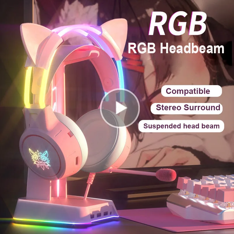 

BLUEKAKA RGB Headset Gamer For Switch Game Wired Headphones With Mic Stereo Gaming Headset Over Ear Earphones For PS5 Xbox