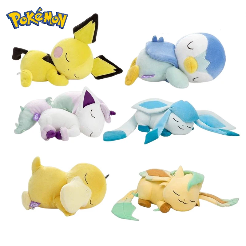 

Original Pokemon Sleeping Plush Eeveelution Leafeon Glaceon Psyduck Plushie Stuffed Doll Toys Soft Pillow Kawaii Christmas Gift