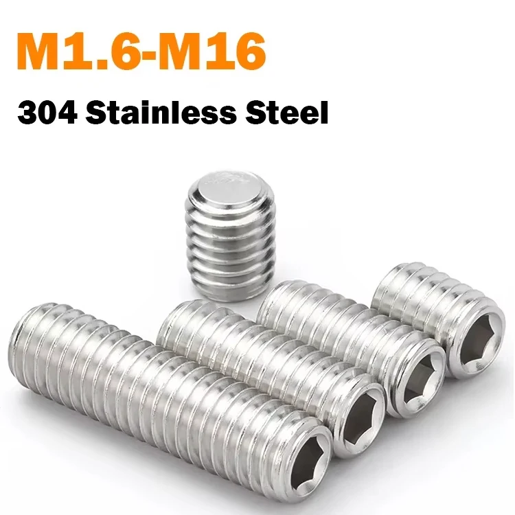 

1-50 шт. M1.6 M2 M2.5 M3 M4 M5 ~ M16 304 Установочный винт с шестигранной головкой из нержавеющей стали DIN916 Винты с шестигранной головкой и головкой
