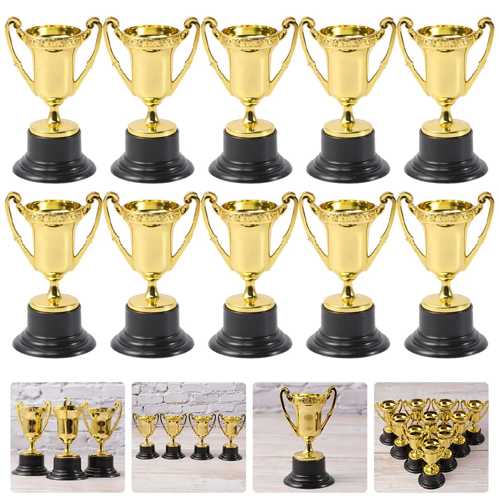 

10pcs Plastic Reward Trophies Gold Award Trophy Cups School Rewarding Supplies