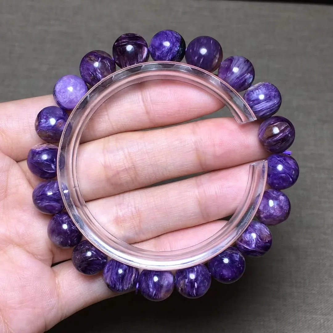 

10mm Natural Purple Charoite Bracelet Jewelry For Woman Lady Man Healing Gift Crystal Round Beads Stone Gemstone Strands AAAAA