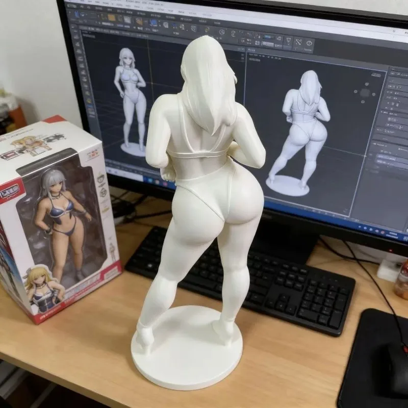 Фото 3D-печать: Простая декоративная фигурка для рабочего стола, гостиной, спальни — красивая девушка с длинными кудрявыми волосами, на высоких каблуках, слегка полная. №1