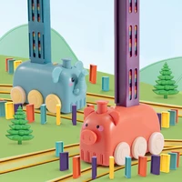 domino rally train model with light sound stacker game stem gift for children early education parent child games