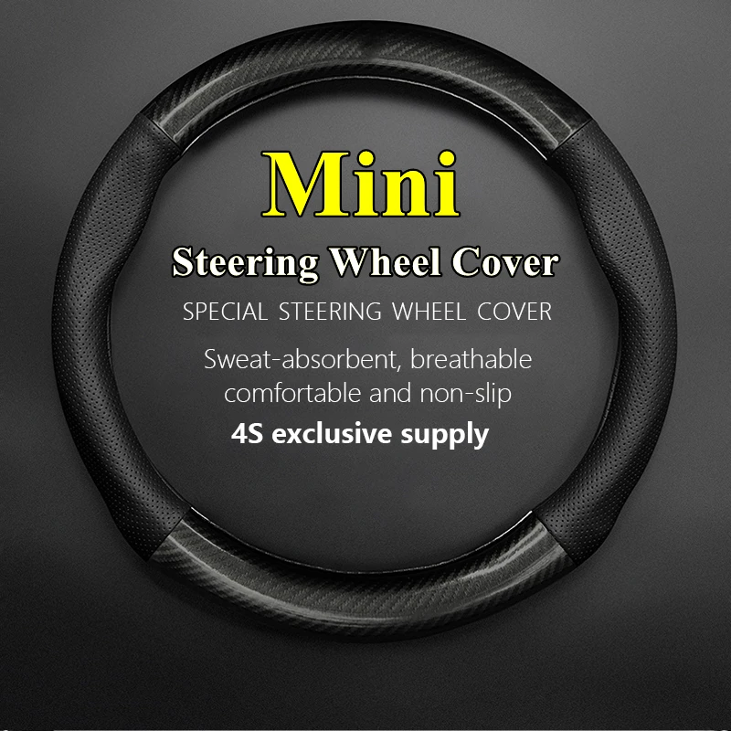 

Leather Carbon Fiber Car Steering Wheel Cover For MINI 1.6L Cooper S Cabrio Cheer 50 Mayfair Camden 2009 2010
