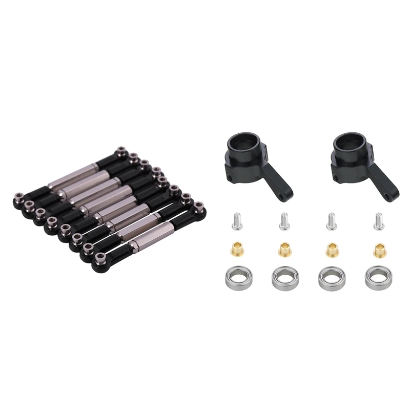

2 Set RC Car Part: 1 Set Metal Tie Rod,Black & 1 Set Metal Steering Cup Turn Cup Kit