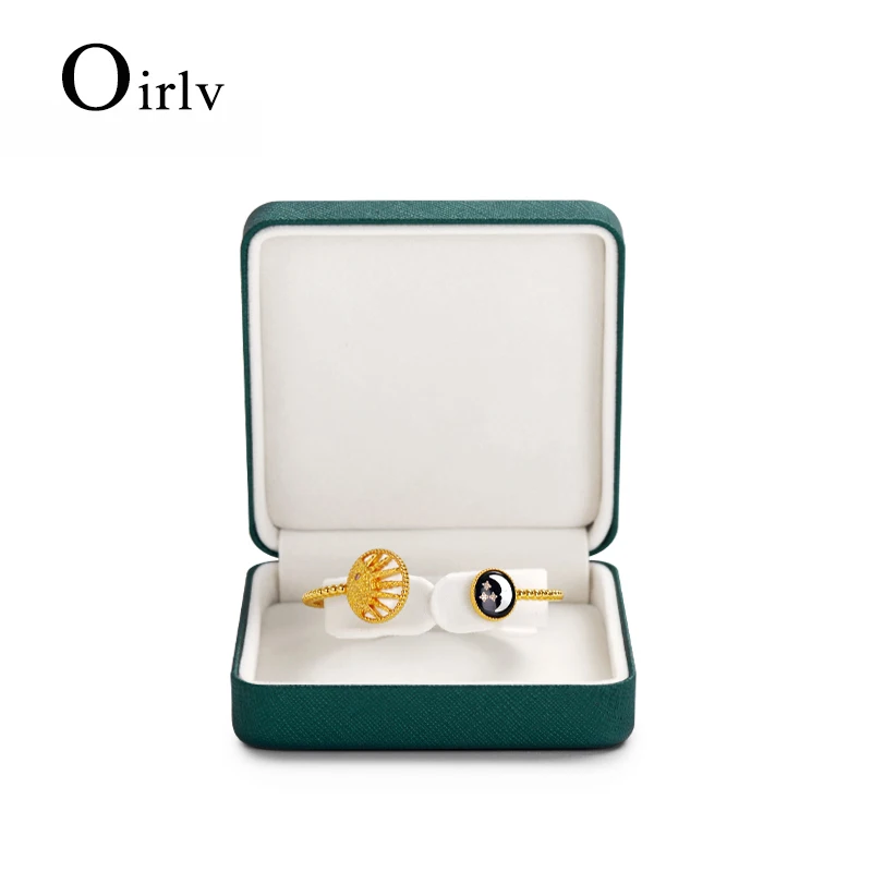 Oirlv Ring Boxes Gold Edge Arch Jewelry Box Green White Necklace Pendant Box Custom Women's Bracelet Box Jewelry Boxes For Gifts