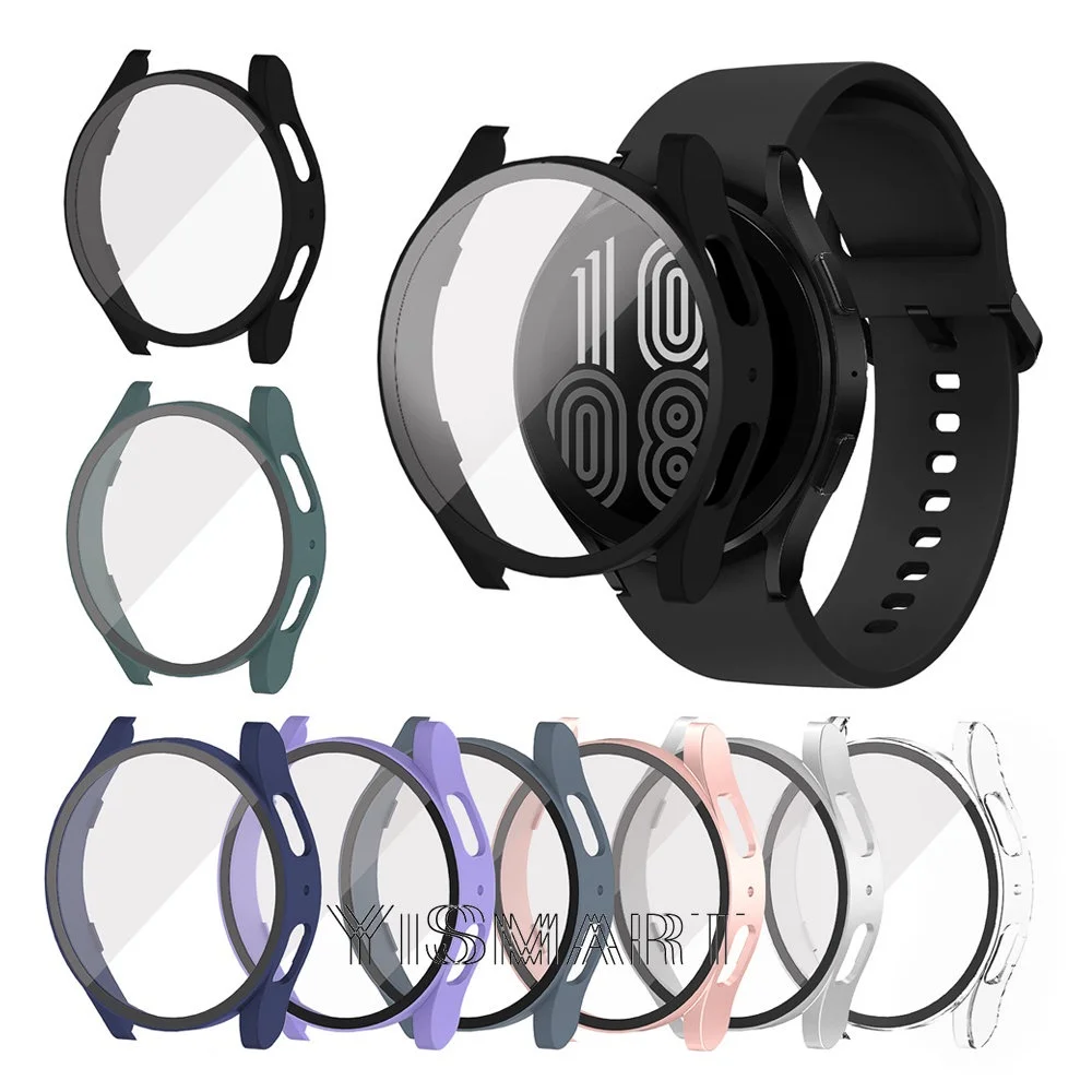 

Чехол + закаленное стекло для Samsung Galaxy Watch 5 4 40 мм 44 мм, Высококачественная полная защита экрана, жесткая оболочка, бампер