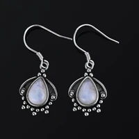 7x9mm natural moonstone drop earrings 925 sterling silver earrings wedding party anniversary gift vintage jewelry wholesale