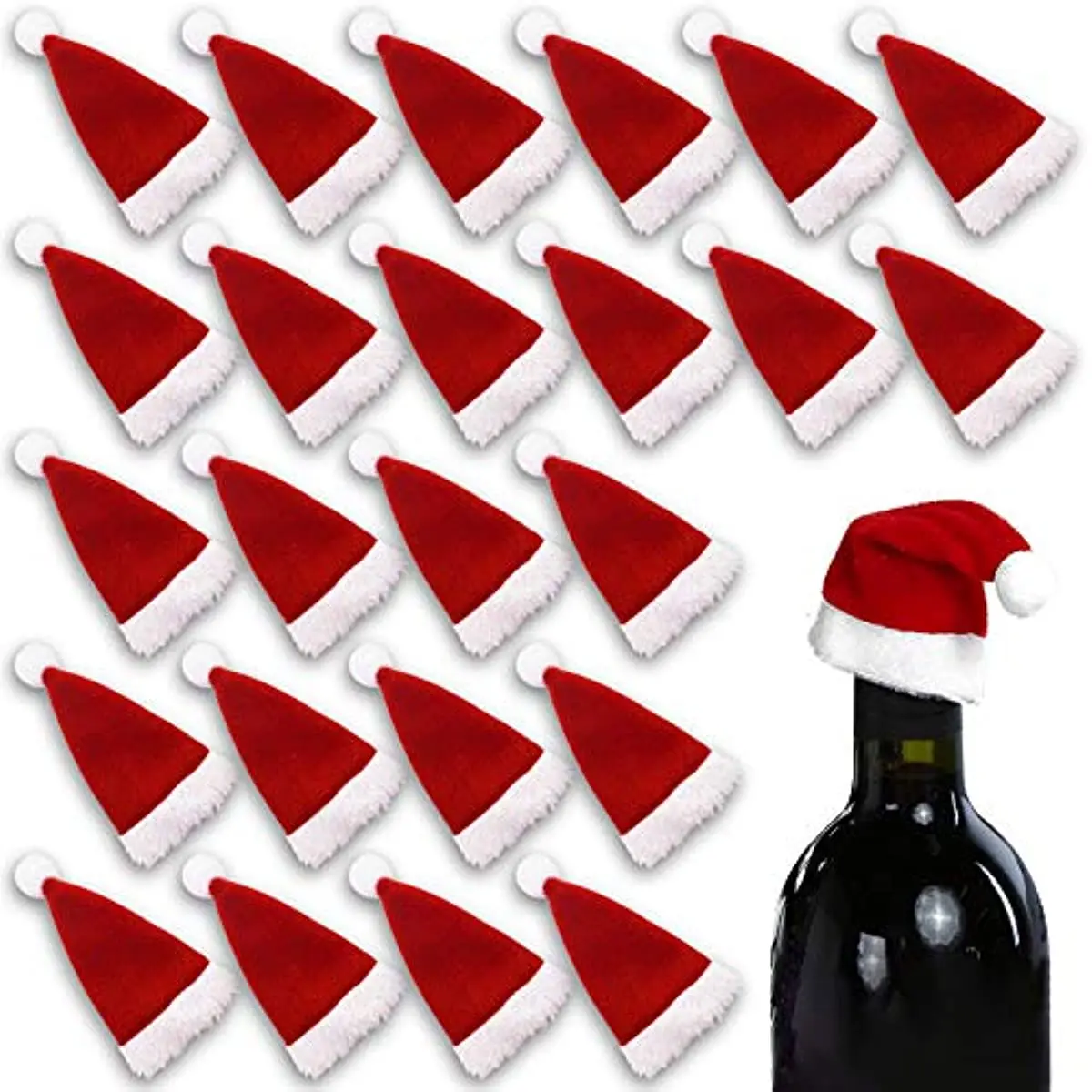 

Mini Santa Hat Cup Bottles Cover, 20/10PCS Christmas Santa Hats Silverware Holders Holder for Cristmas Table Setting