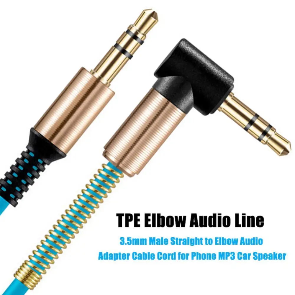 

1m 3.5mm Audio Cable 3.5mm Male Straight Male to Elbow Male Audio Adapter Cable Cord for Phone MP3 Car Speaker AUX Cable