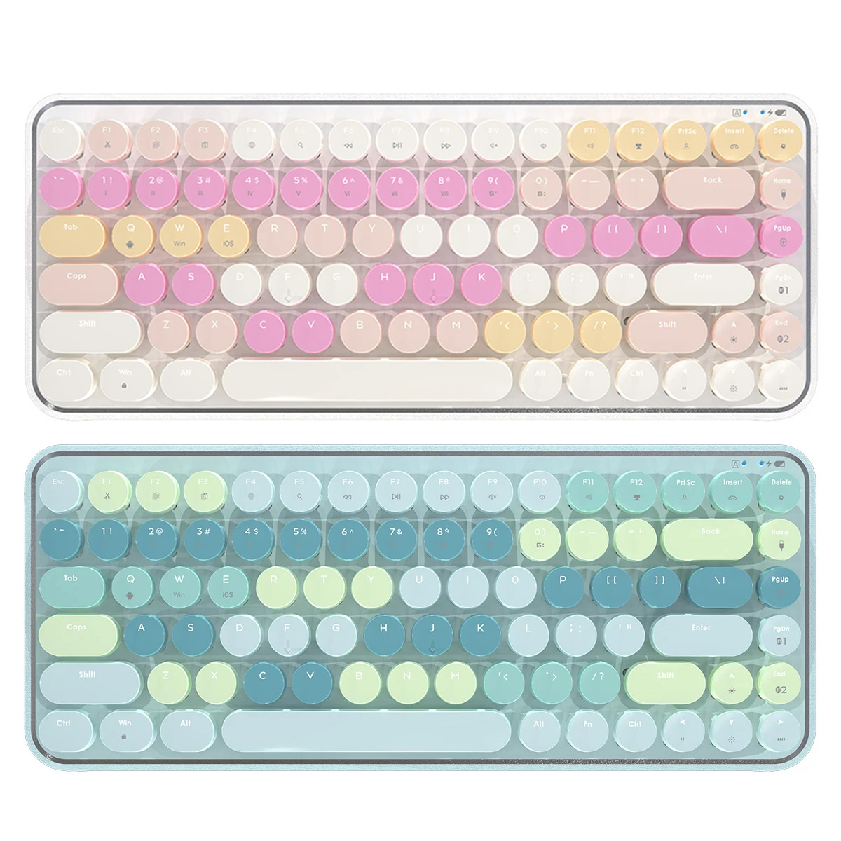 

AJAZZ K840T Bluetooth Mechanical Gaming Keyboard 84 Keys Round Keycap Three-Mode Portable Wireless Keyboard for Gamer Laptop PC