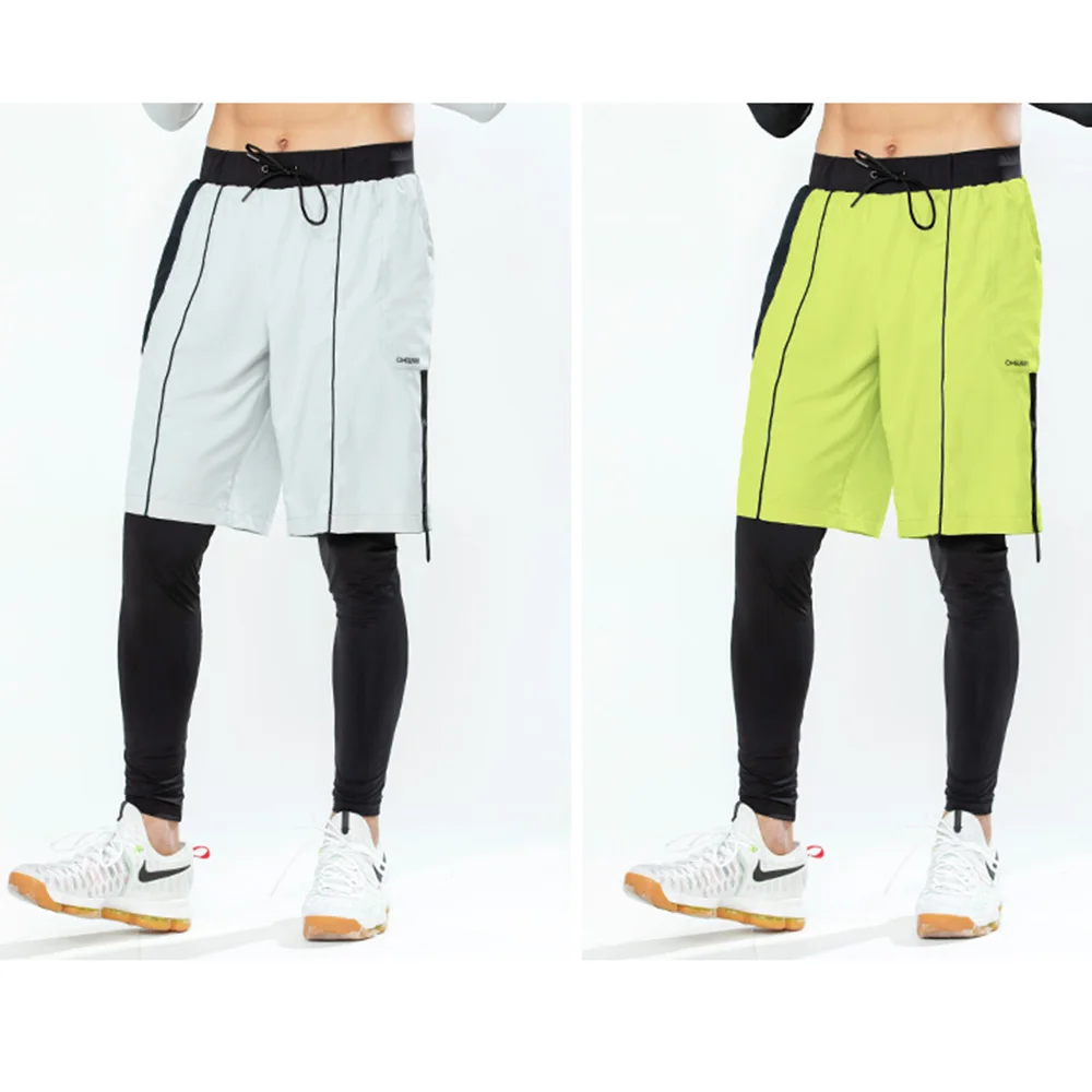

OhSunny Men Sports Leggings Fitness Shorts Anti UV Sunscreen Proof GYM Workout Pants Quick Dry Cooling Running Tights Bottoms