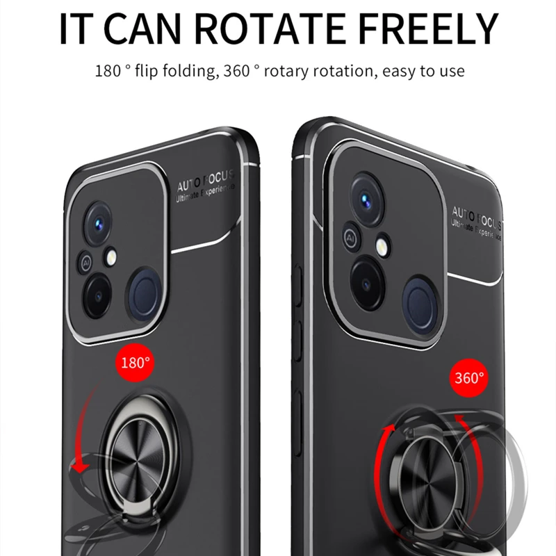 For Redmi 12C Case Cover Xiaomi Redmi 12C Capas Shockproof Phone Bumper Back Armor Soft TPU Ring Holder Cover Xiaomi Redmi 12C